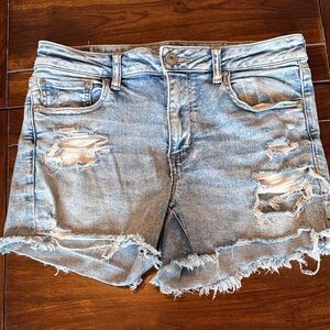 American Eagle Outfitters Light Blue Distressed Denim Shorts